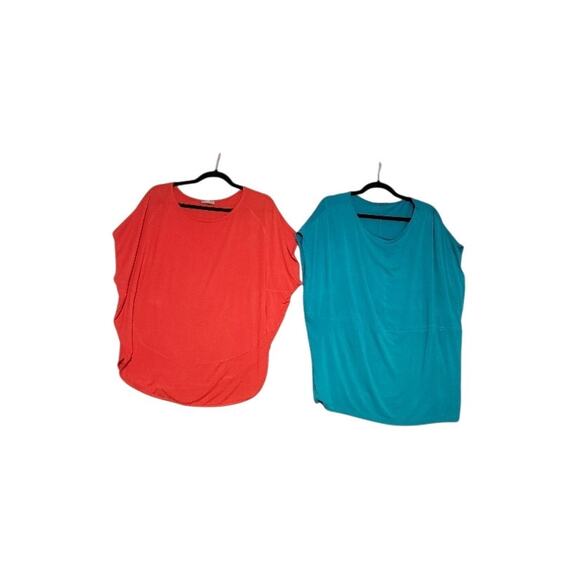 Zara Tops Women's Sz L Colorful Stretch Red Orange Teal Lightweight Summer - Picture 1 of 14